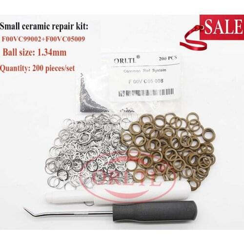 200PC /SET DIESEL F00VC99002 F00VC05008 INJECTOR GASKET KIT F 00V C99 002 F00VC05008 SMALL CERAMIC BALL REPAIR KIT 1.34MM O-RING