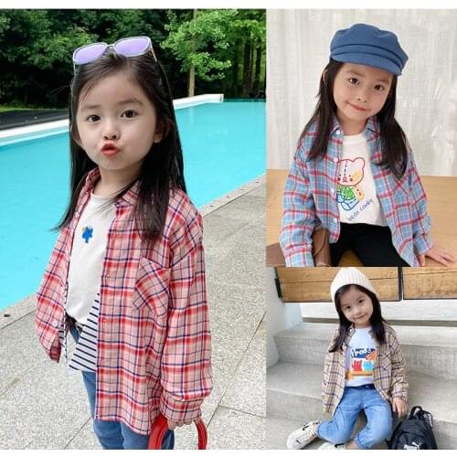 2020 Toddler Girl Shirts Casual Paid Long Sleeve Shirt Tops for Girl Kids Clothing Autumn Children Girl Shirts 2 3 4 5 6 7 Years
