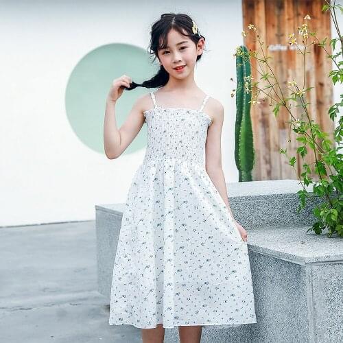 2021 Summer White Floral Girl Suspender Wrapped Chest Princess Dress Thin Clothing Kids Toddler Children Clothes