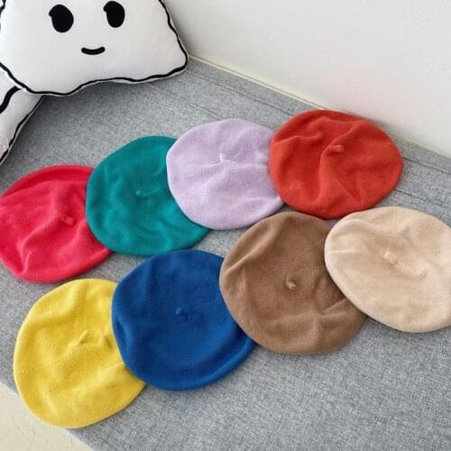 2021 Ladies Solid Color Knitted Beret Hat Ladies French Artist Beanie Beret Spring Summer Women Casual Spring Painter Gorros
