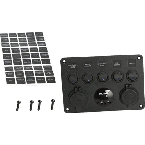 5 Gang Waterproof Circuit LED Rocker Marine Switch Panel Breaker Boat/SUV