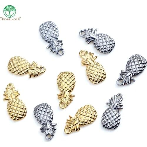 5Pcs/lot Stainless Steel Pineapple Charm Beads 8.5*17mm For Jewelry Making