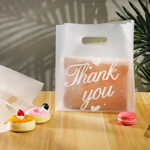 50PCS Favor With Handle Plastic Thank You Transparent Shopping Bag Gift Bag Candy Bag Home Supplies
