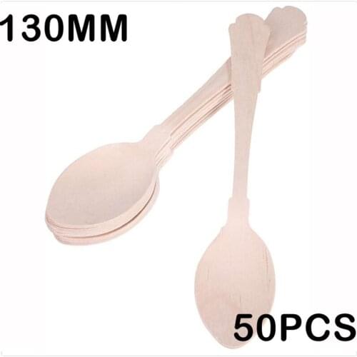 Promotion - Party Wedding Supplies 130mm Disposable Tableware Wood Coffee Tea Stirrer/Ice Cream European Spoon, 50/Pack