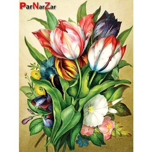 ParNarZar DIY 5D Diamond Painting Flowers Plants Landscapes Picture Rhinestone Point Cross Diamond Round Resin Wall Decoration
