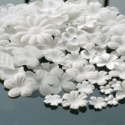 Ivory White Satin Cloth Organza DIY Handmade 3D Flower Peal Wedding Dres Yarn Headwear Materials V2737