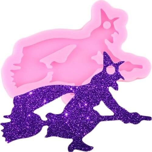 Shiny Glossy Halloween Witch Keychains Silicone Mold Pendant Polymer Clay Mould DIY Handmade Jewelry Moulds