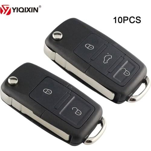 YIQIXIN 10Pcs 2/3 Button Folding Flip Remote Car Key Shell Case For Volkswagen VW Jetta Golf Passat Beetle Skoda Seat Polo B5