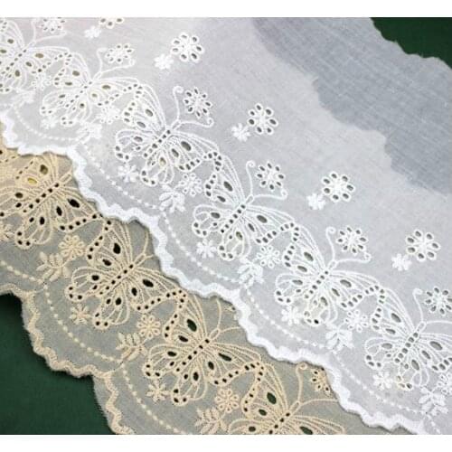 Pure white Pop Butterfly Cotton Fabric Clothing Home Textile Sofa Accessories 5Yard/Pack