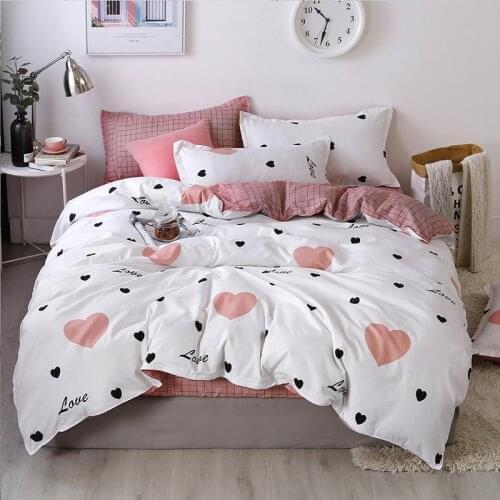Denisroom pink Dot heart Printing Bed linens cute Bedding Sets bed duvet cover set kid quilt cover bed sheets GT41