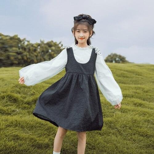 Childrens wear girls strap set new autumn dress childrens two-piece set of little girls