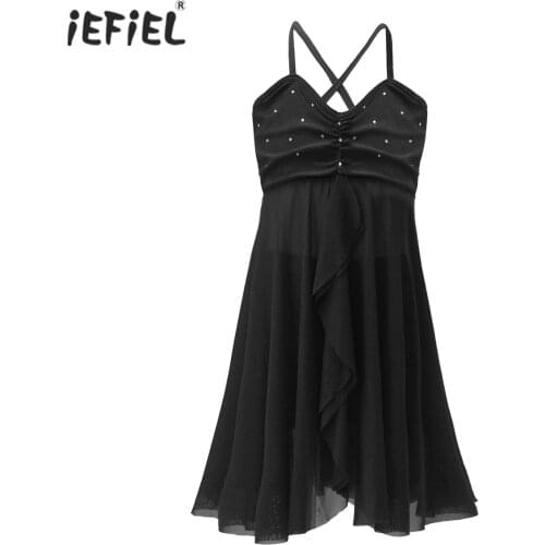 Kids Girls Princess Dress Summer Criss-cross Back Sequins Dress With Short Leggings Ballet Dancewear Set Lyrical Dance Costumes