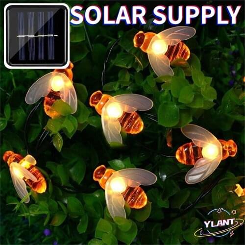 50 LED 10M Simulation Honey Bees Solar Power String Lamp Fairy Lights Battery Garlands Garden Christmas Holiday Decor Outdoor