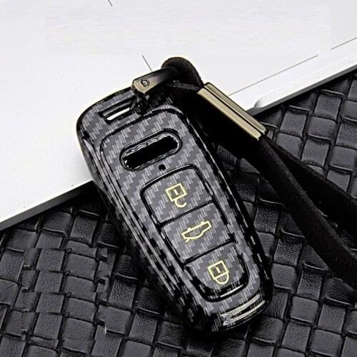 Glossy Carbon fiber ABS Car Remote Key Case Fob Cover For Audi A6 C8 A7 A8 2018 2019 Car Styling Car Accessories