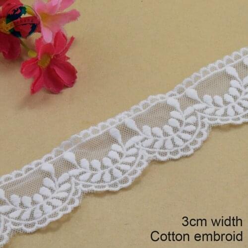 5yards 3cm wide cotton embroidery lace sewing ribbon guipure trim wedding decoration DIY dolls colthes Accessories lace #3041