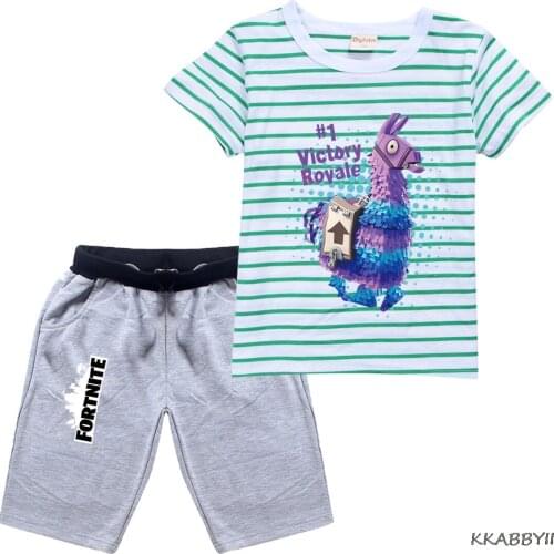 Fortnites Boys And Girls Costume Set Summer Kids T-Shirt + Pants Casual Sports Set