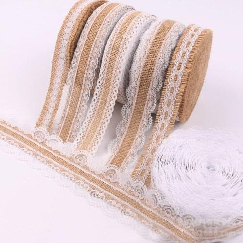 25mm Jute Burlap Ribbons Vintage Wedding Accessories One Meter Lace Jute Hessian Rustic Weddings & Events Birthday Party Favors
