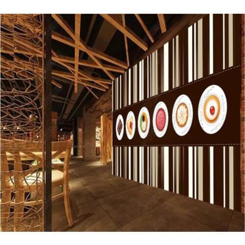 Papel de parde fashion cafe dessert cake baking shop decoration tooling 3d wallpaper,beer house kitchen mural