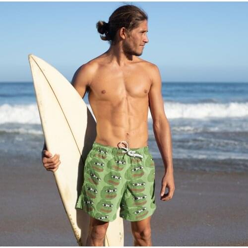 Frog Board Shorts Pattern Beach Swimming Trunks Polyester Men Swim Trunks