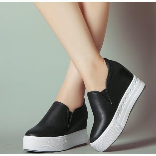SKLFGXZY New Product Women Genuine Leather Cowhide Casual Shoes Women Shoes Bottom of The Thick Wedding Party Shoes Pumps Shoes