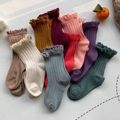 Spring Kids Baby Girl Pure Color Mid-calf length Socks Autumn Infant Baby Girl Candy Color Childrens Socks