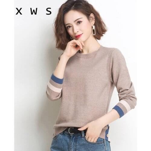 Autumn oversized kint women sweater 2020 fashion patchwork long sleeve o neck kint jumper female casual office pullover