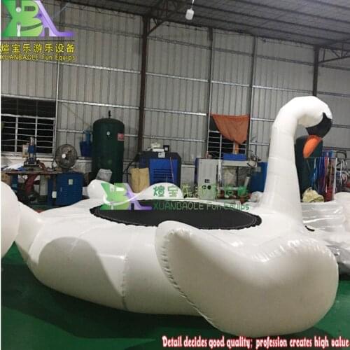 Custom Pool Or Sea Park Water Trampoline Floating Island Water Play Equipment Inflatable Bouncer Swan