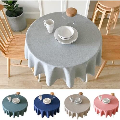 Christmas Table Cloth Round Tablecloth for Party Wedding Hotel Banquet Table Cover Khaki Pink Blue Green KitchenTable Cover
