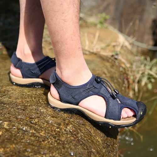 Sandalhas Masculina Mens Slip On Sandals Italian Leather Shoes Men Dress Footwear Gladiator For Roman Genuine Sandal Man 39 S