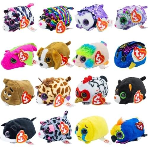 Ty Big Eyes Beanie Stackable Zebra Owl Leopard Dog Fish Animal Series Plush Peas Toy Screen Clean Doll Child Birthday Gift 10 CM