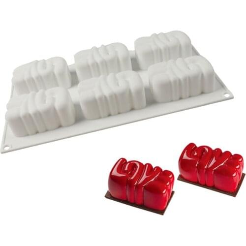 6 Cavity Love Silicone Cake Mould Silicone 3d Fondant Cake Baking Mold For Baking Mousse Chocolate Sponge Moulds Modelling Decor