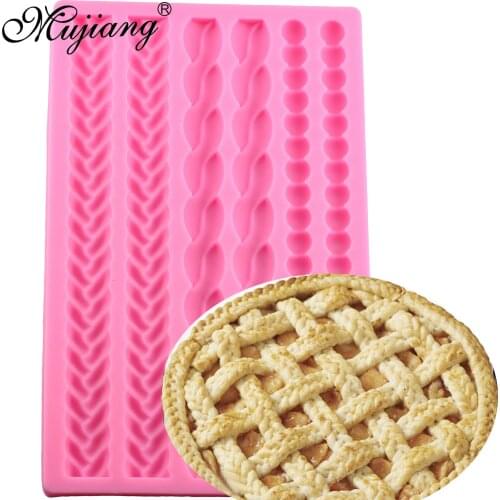 Mujiang Baking Mold Pear Cake Border Silicone Fondant Molds Braid Rope Chocolate Candy Sugar Paste Moulds Cake Decorating Tools