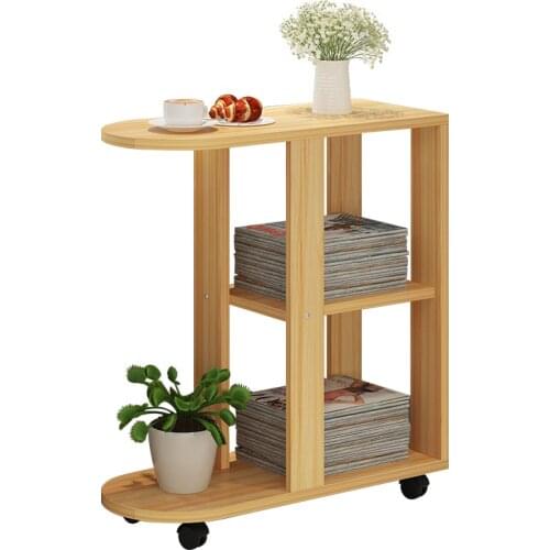 Modern living room sofa corner coffee table imitation wood side cabinets bedside coffee table