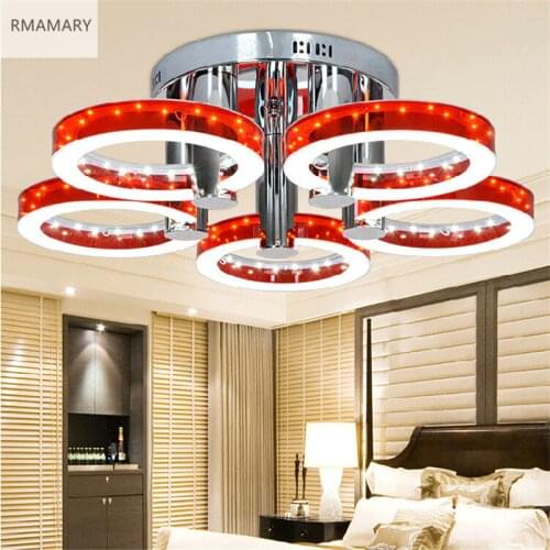 5Heads Led ceiling light simple modern bedroom living room balcony red gold ceiling lamp home acrylic Lamp round 110/220V