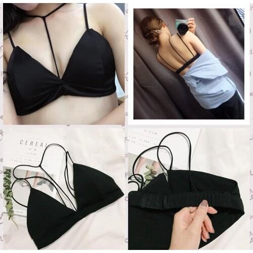 Women 2019 Push Up Lace Bralette Bra Crop Top Brassiere Ladys No Padded Underwear Sexy Wireless Lingerie Comfybra black BCD