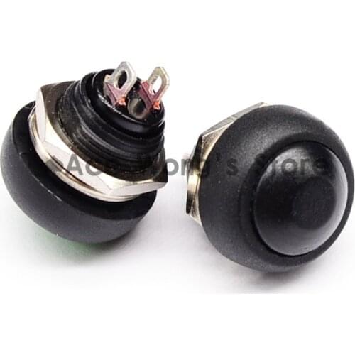 1pcs 12mm Black Waterproof Momentary Push button Switch OFF-(ON) Self Return