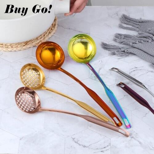 1PC Stainless Steel Thicken Spoon Colander Hot Pot Soup Spoon Strainer Kitchen Restaurant Cooking Spoon Colander Kitchen Gadgets