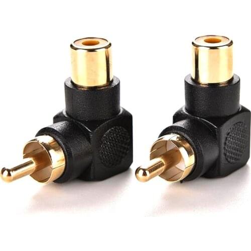 1pcs High Quality 90 Degree Right Angle RCA Male to Female M/F Connector Adapter Audio AV Plug Converter