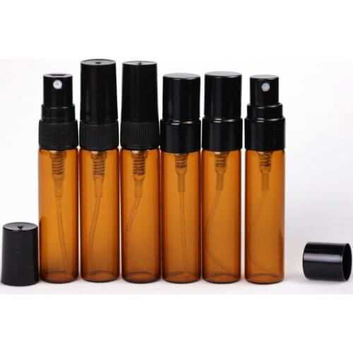 100Pieces/Lot 5ML Portable Brown Glass Perfume Bottles Atomizer Portable Contenitori cosmetic vial for Essential Oil