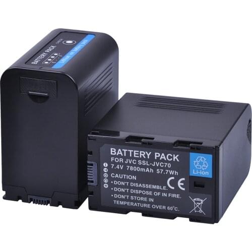 2pc 7800mAh SSL-JVC70 SSL JVC70 Li-ion Batteries with USB Output for for JVC SSL-JVC70 JVC GY-HMQ10 GY-HM200 GY-LS300 Camera