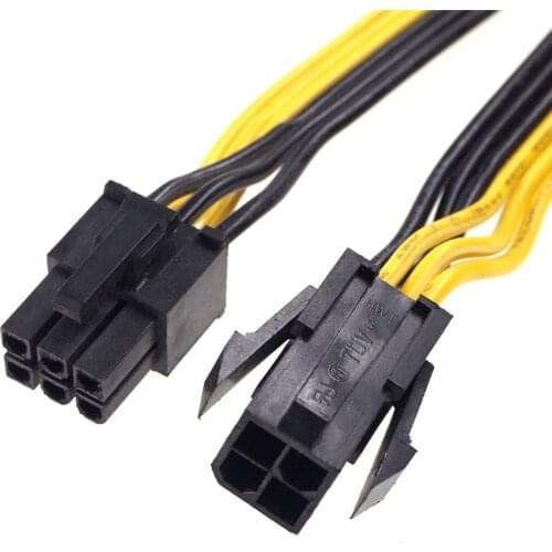 2pcs High quality UL Gauge 18 AWG PC CPU 4 PIN to GPU PCI-E PCIe 6 pin Video Graphics Card Power Cable Adapter 20 cm RoHS