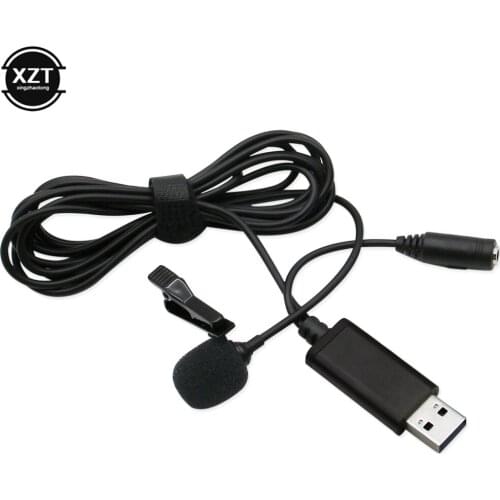 2 in 1 USB Lavalier Microphone with 3.5mm Audio Clip on USB Mic Omnidirectional Condenser Shirt Collar for Youtube PC 2m Mic