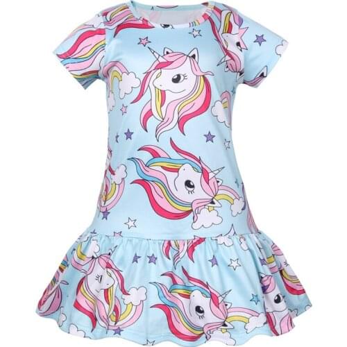 2019 Unicorn Summer Girls Dress Party Clothing Princess Dresses Baby Gril Clothes Children Dress for Kids Christmas Costume
