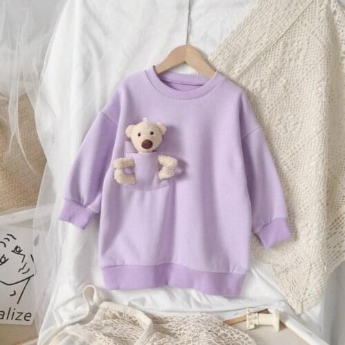 2020 Winter Casual Solid Clothes Cartoon Sweatshirt For Girls High Quality Fashion Sweatshirt For Children