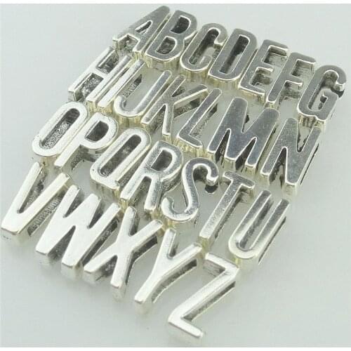 26pcs Slide Letters Charms A-Z Alphabet Slide Beads Charms Keeper for Mesh Keeper Bracelet DIY Accessories Making