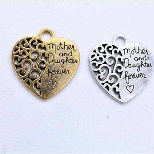 28*28mm 4pcs Antique Gold And Antique Silver Plated Heart Pendants Making DIY Handmade Jewelry