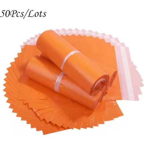 50 Pièces/lot) Orange Express Sac Épaississement Sac de Courrier D'envelope Logistics Documentation Sacs D'emballage