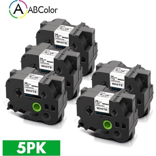 5PK 36mm TZe 261 TZe-261 Label Tape For Brother Laminated TZe Tape Black on White Printer Ribbon For Brother P Touch Label Maker