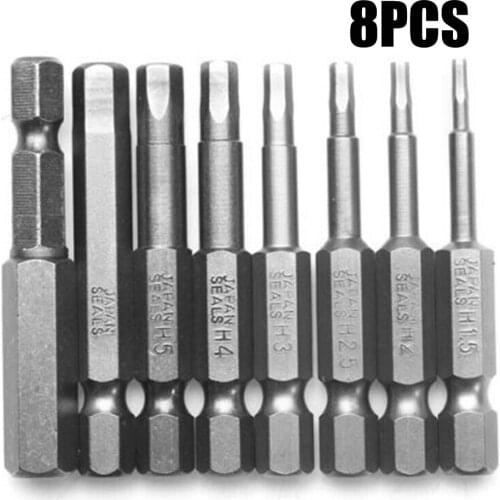 8Pcs 1/4inch Shank Hex Magnetic Screwdriver Bit Set Security Tamper Proof Screw Driver Bits Hex Head H1.5-H8