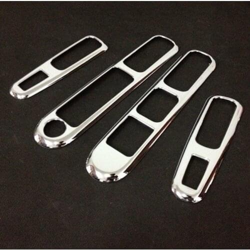 ABS Chrome Door Armrest Panel Handle Window Lift Switch Button Cover Trims For Peugeot 3008 2009-2013 2014 2015 Car Accessories